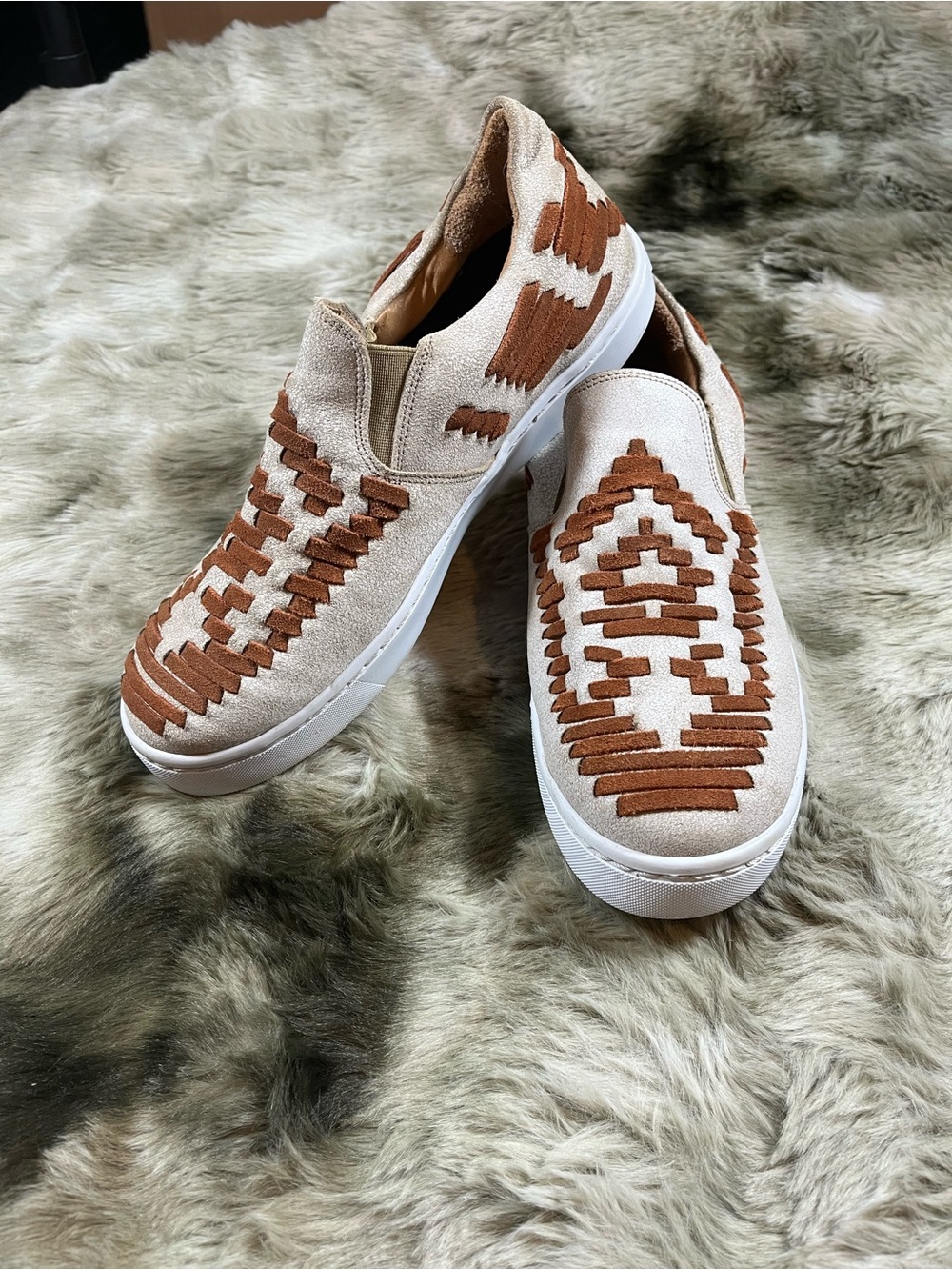 Agave Sky Beige and Brown Slip-On Sneakers